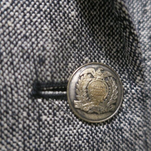 ROBYN MEREDITH VINTAGE BLAZER TWEED BOXY WOOL SILK BLACK WHITE sz 14 pocket line - Picture 5 of 7